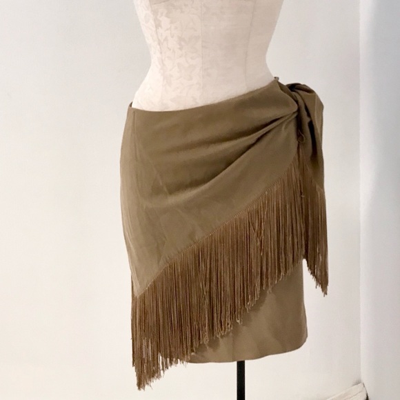 Michael Kors RTW Vintage 90s 2 Piece Set M Silk Fringe Skirt & Wrap Scarf - Picture 13 of 15
